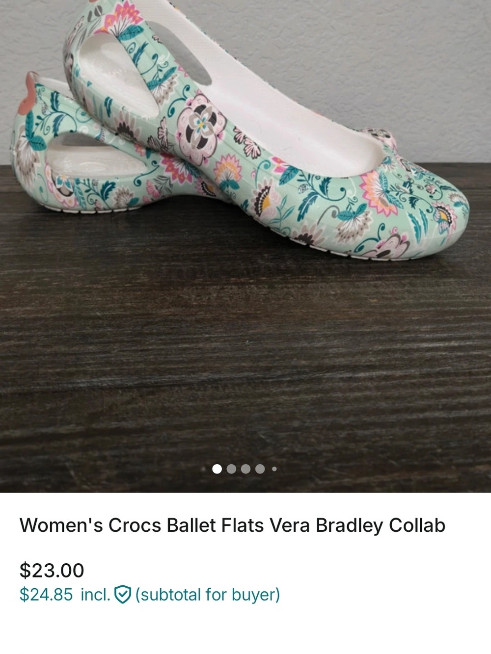 Vera Bradley x Crocs Women's Floral Ballet Flats - Mint